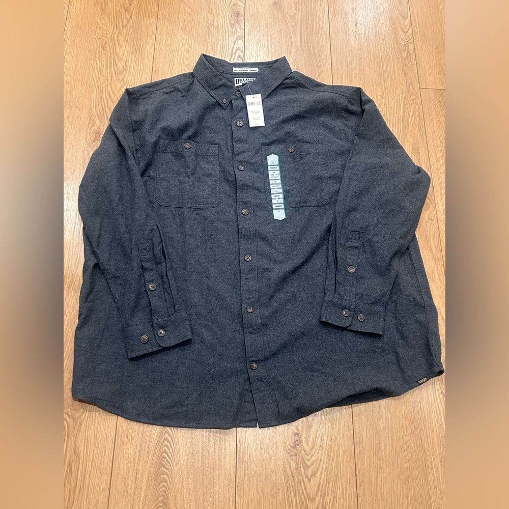 NEW Duluth Free Swinging Flannel Gray Men's 3XL Plaid Button Down Standard Fit